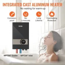 VEVOR Instant Water Heater, 18kw Electric Tankless Water Boiler, Digital Temperature Display & Easy Installation & 24-Hour Water Supply, For Kitchen Bathroom Shower Mall Salon Shampoo ETL Listed