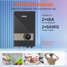 VEVOR Instant Water Heater, 18kw Electric Tankless Water Boiler, Digital Temperature Display & Easy Installation & 24-Hour Water Supply, For Kitchen Bathroom Shower Mall Salon Shampoo ETL Listed