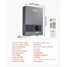 36kW Tankless Electric Water Heater Instant Hot with LCD Touch Child Lock