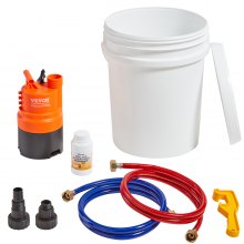 VEVOR Kit de descarga para calentador de agua sin tanque, incluye bomba eficiente y cubo de 5 galones y 2 mangueras y polvo descalcificador, llave y adaptador para instalación rápida, fácil de iniciar, kit de descarga para calentador de agua