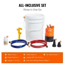 VEVOR Tankless Water Heater Flushing Kit, Includes Efficient Pump & 5 Gallon Pail & 2 Hoses & Descaling Powder, Wrench and Adapter for Quick Install Easy to Start, Water Heater Flush Kit