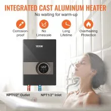 VEVOR Instant Water Heater, 8kw On Demand Electric Tankless Water Boiler, Digital Temperature Display & Easy Installation & 24-Hour Water Supply, For Kitchen Bathroom Shower Mall Salon ETL Listed