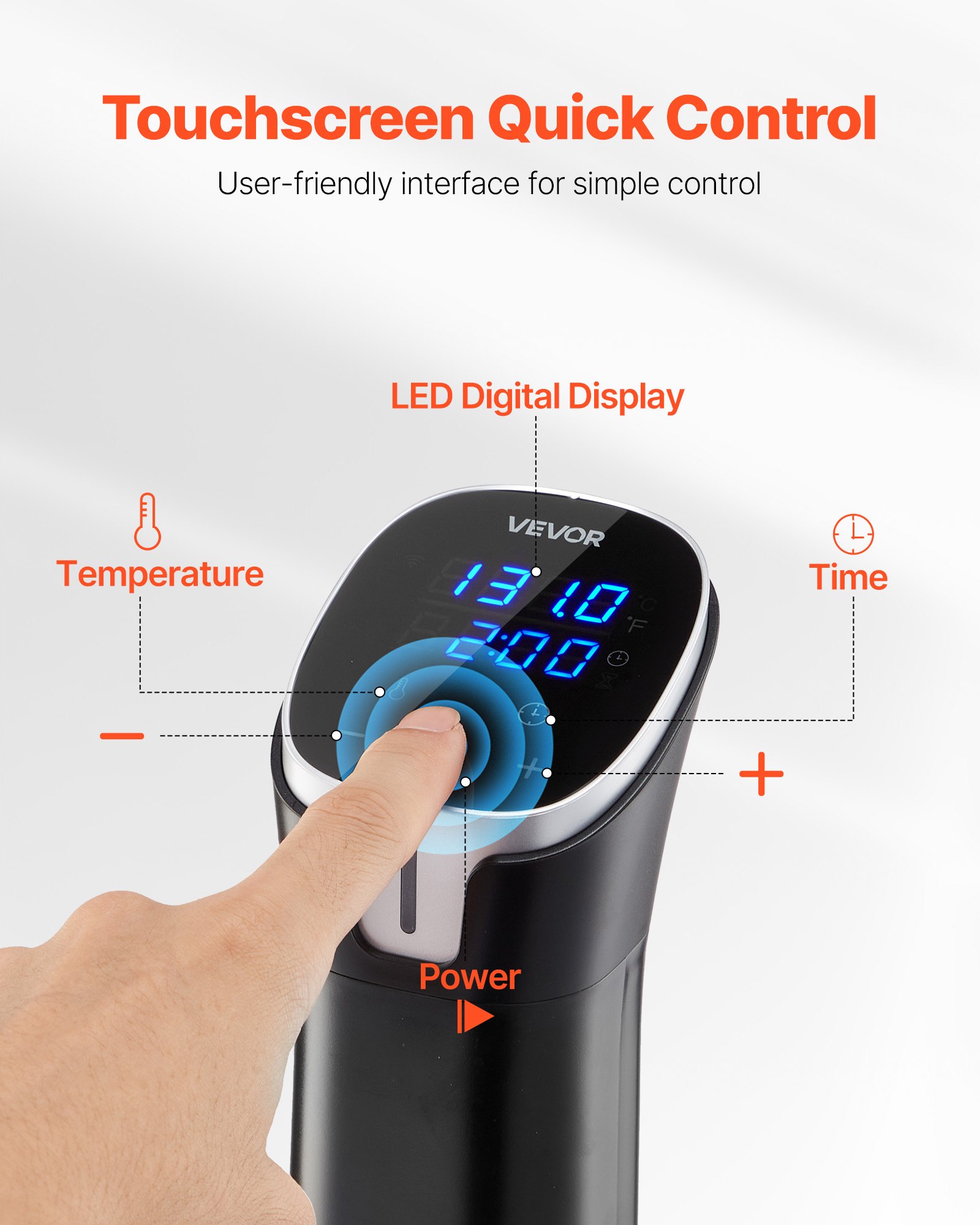 VEVOR Sous Vide Precision Cooker, 1100W Sous-Vide Cooking Machine, WIFI Immersion Circulator with LED Digital Display, Fast-Heating, Accurate Temperature & Timer Control, SUS304 Stainless Steel