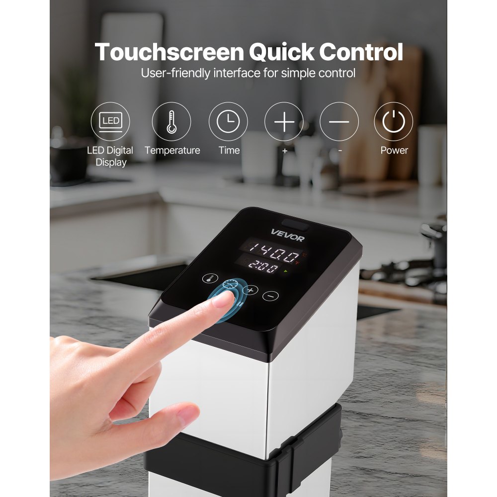 Cocedor de precisión VEVOR Sous Vide, máquina de cocción Sous-Vide de 1500 W, circulador de inmersión con pantalla digital LED, abrazadera de tornillo ajustable, calentamiento rápido, control preciso de temperatura y temporizador, Sous-Vide