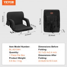 VEVOR Double Heated Stadium Seat with Back Support, 3 Level Heating Wide Bleacher Seat, Folding Portable Padded Reclining Chair with Hook Pocket Cupholder, Ideal for Sport Event Beach Camping Concert
