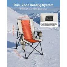 VEVOR Heated Camping Chairs Outdoor Portable Folding Chair 3 Heating Settings