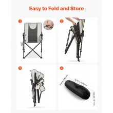 VEVOR Heated Camping Chairs Outdoor Portable Folding Chair 3 Heating Settings