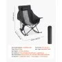 VEVOR Heated Camping Chair, 3 Heating Settings, Large-Sized Padded Folding Rocker, Heavy Duty Outdoor Lawn Chairs with Pocket & Cupholder, Support 225lbs, Portable Heated Chair for Sports Winter Use