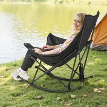 VEVOR Heated Camping Chair 3 Heating Settings  Folding Rocker Chair Heavy Duty