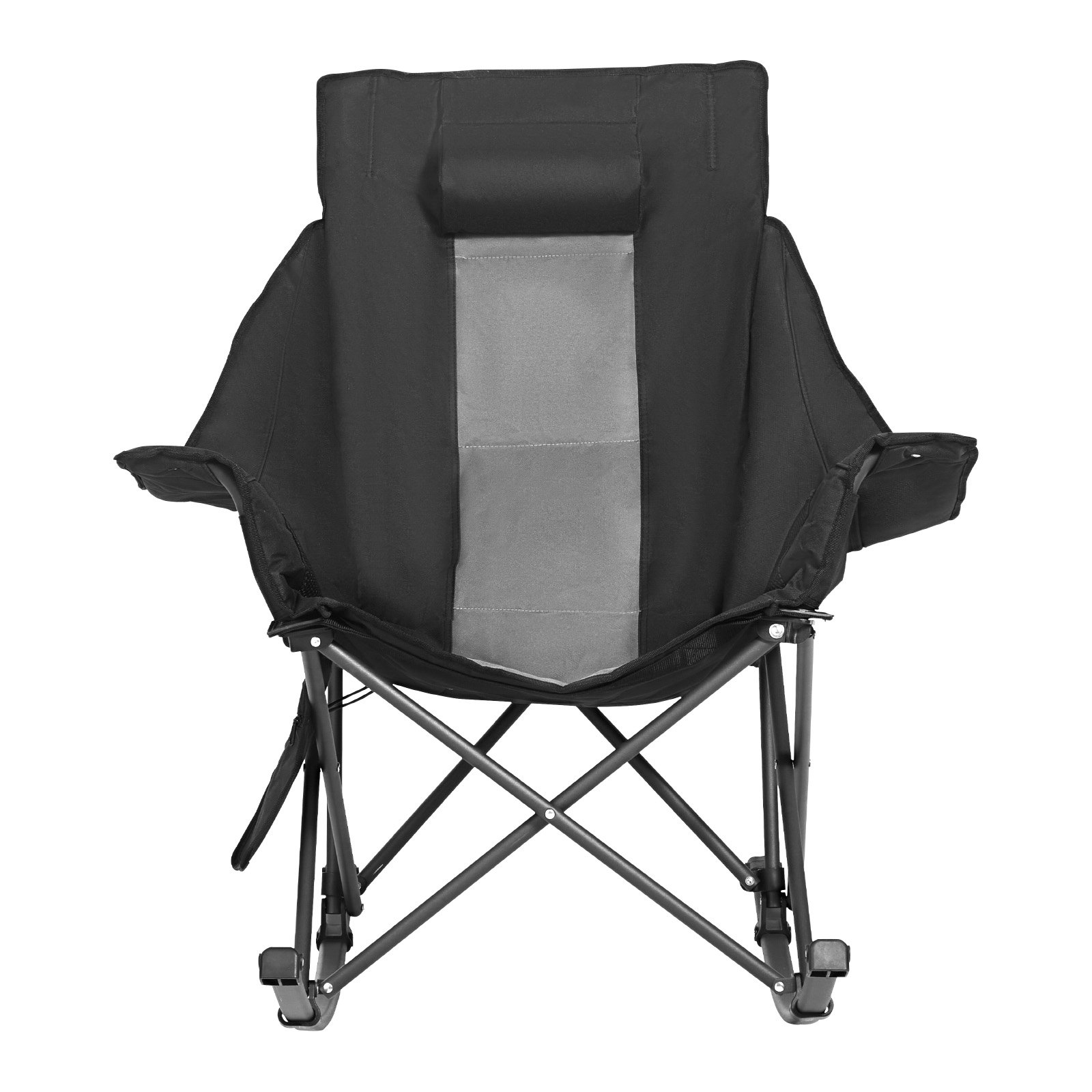 VEVOR Heated Camping Chair, 3 Heating Settings, Large-Sized Padded Folding Rocker, Heavy Duty Outdoor Lawn Chairs with Pocket & Cupholder, Support 225lbs, Portable Heated Chair for Sports Winter Use