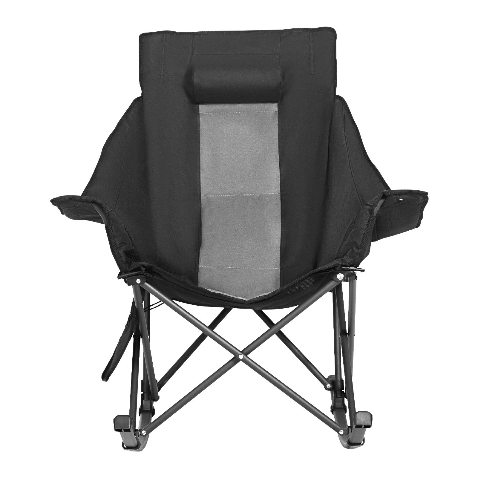VEVOR Heated Camping Chair, 3 Heating Settings, Large-Sized Padded Folding Rocker, Heavy Duty Outdoor Lawn Chairs with Pocket & Cupholder, Support 225lbs, Portable Heated Chair for Sports Winter Use