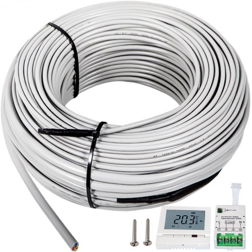 VEVOR Floor Heating Cable 103 Square Feet Durable Floor Tile Heat Cable, Waterproof and Insulated, with Convenient Temperature Control Panel, Rapid Heating Cable Under Floor w/No Noise or Radiation