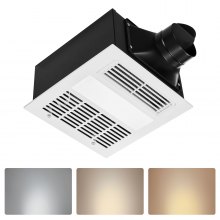 VEVOR Bathroom Exhaust Fan with Light and Heater, 80-90-110 CFM 1500W Bathroom Vent, 1.5 Sones Low-Noise, Premium DC Motor Ceiling Fan for Laundry Room, Storage Room, Home Ventilation, White
