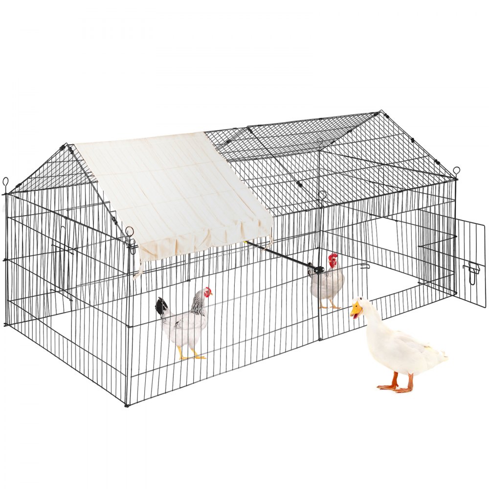 VEVOR Chicken Coop, 87" x 41,7" x 41", Rabbit Run Enclosure Penna med vattentätt och soltätt skydd för utomhus, inomhus, bakgård och gård, metall husdjur lekhage bur för smådjur, anka, höna