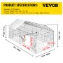 VEVOR Large Metal Chicken Coop, 87" x 41.7" x 41", Rabbit Run Enclosure Pen w/Waterproof and Sun-Proof Cover for Outdoor, Indoor, Backyard, and Farm, Pet Playpen Cage for Small Animals, Duck, Black