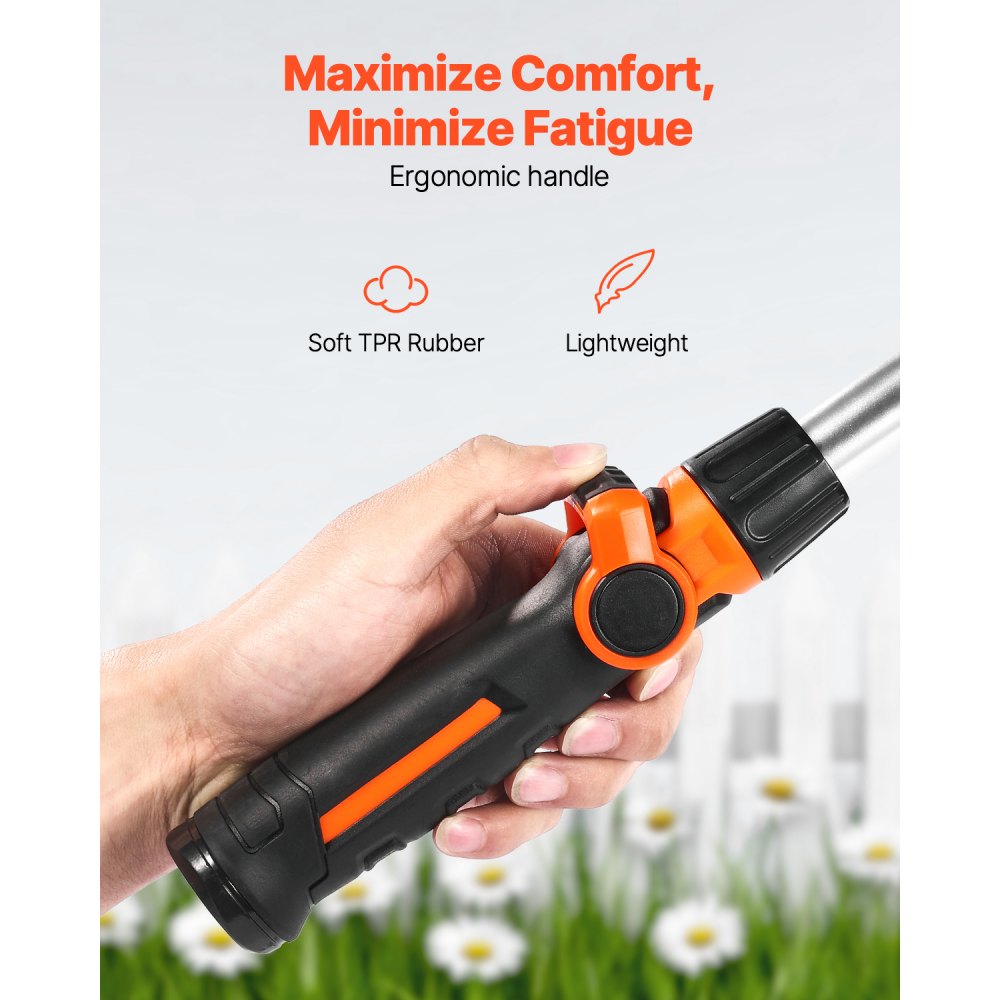 VEVOR Watering Wand, 15-Inch Heavy Duty Garden Hose Wand with 8 Spray Patterns & 180° Swivel Head, Long Hose Nozzle Sprayer with on/off Thumb Control, Ideal for Hanging Baskets, Shrubs, Garden, Lawn
