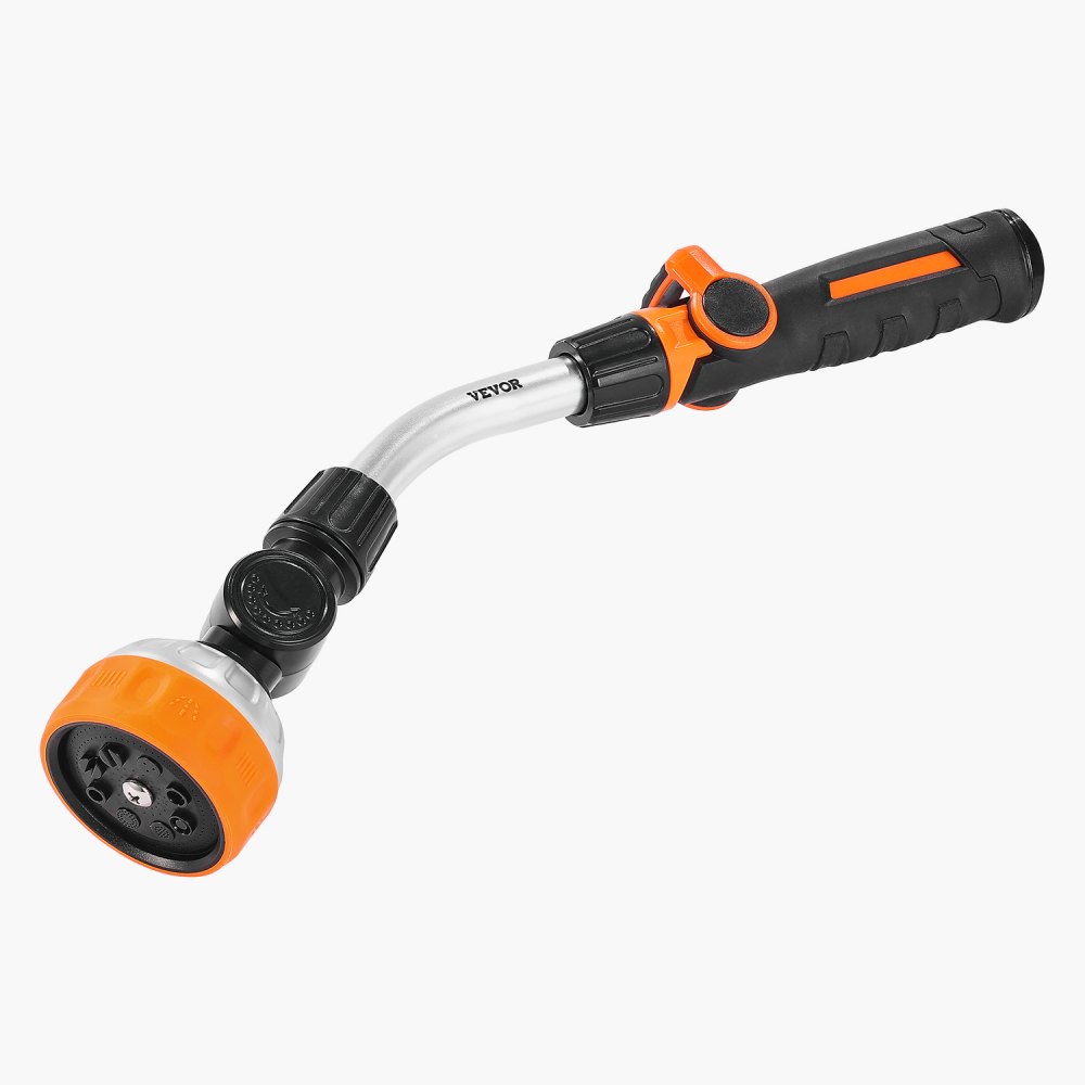 VEVOR Watering Wand, 15-Inch Heavy Duty Garden Hose Wand with 8 Spray Patterns & 180° Swivel Head, Long Hose Nozzle Sprayer with on/off Thumb Control, Ideal for Hanging Baskets, Shrubs, Garden, Lawn