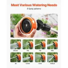 Heavy Duty Garden Hose Wand 15-Inch Long with 8 Spray Patterns & 180° Swivel Head