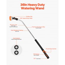 Heavy Duty Garden Hose Wand 36'' Long with 8 Spray Patterns & 180° Swivel Head