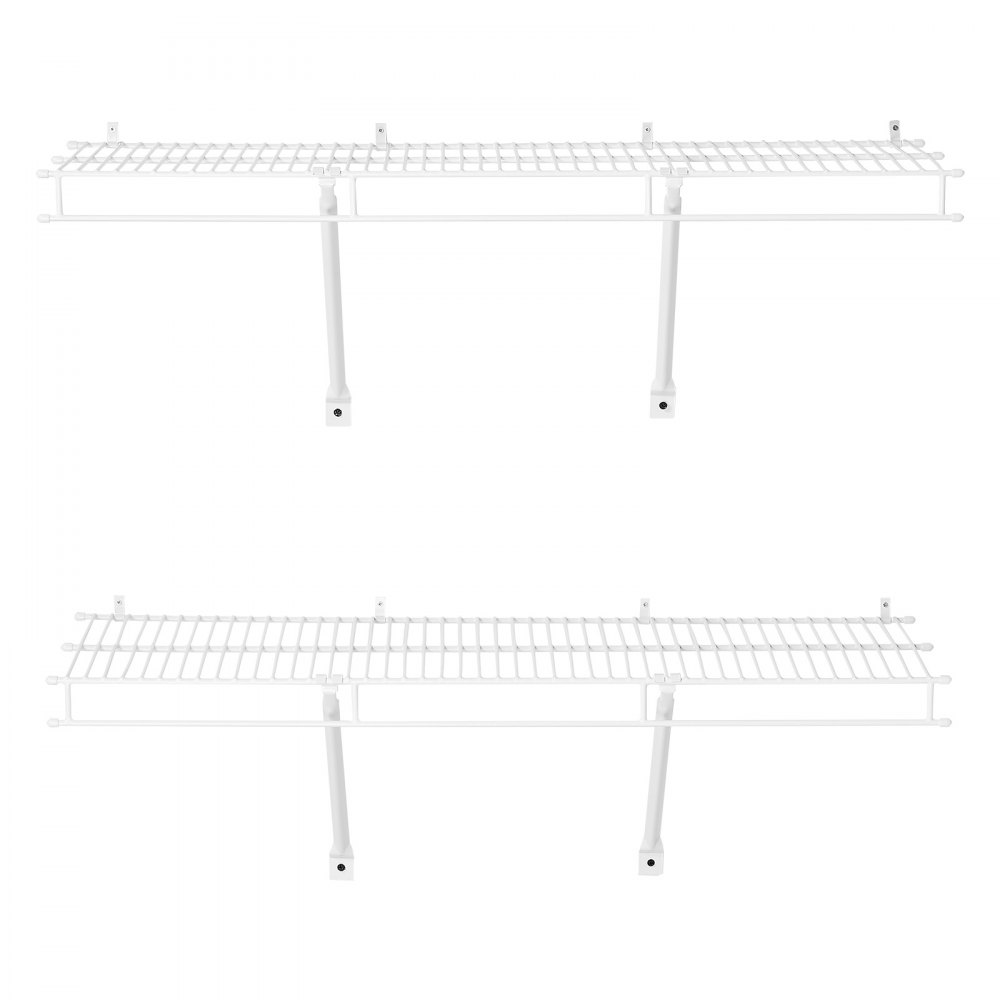 VEVOR Wire Shelf Kit, 3 ft, Set of 2, Wall Mounted Wire Shelves, Heavy-Duty Carbon Steel Hanging Shelf, Floating Wall Storage Shelves with Dip Coating, for Closet, Bedroom, Living Room, Office, Pantry