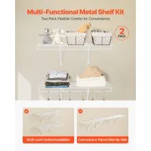 VEVOR Wire Shelf Kit, 3 ft, Set of 2, Wall Mounted Wire Shelves, Heavy-Duty Carbon Steel Hanging Shelf, Floating Wall Storage Shelves with Dip Coating, for Closet, Bedroom, Living Room, Office, Pantry