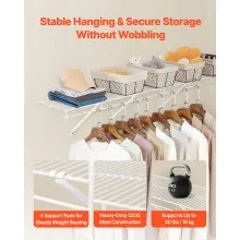 VEVOR Wire Shelf Kit, 3 ft, Set of 2, Wall Mounted Wire Shelves, Heavy-Duty Carbon Steel Hanging Shelf, Floating Wall Storage Shelves with Dip Coating, for Closet, Bedroom, Living Room, Office, Pantry