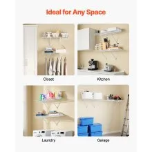 VEVOR Wire Shelf Kit, 3 ft, Set of 2, Wall Mounted Wire Shelves, Heavy-Duty Carbon Steel Hanging Shelf, Floating Wall Storage Shelves with Dip Coating, for Closet, Bedroom, Living Room, Office, Pantry