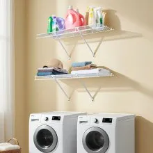 VEVOR Wire Shelf Kit, 3 ft, Set of 2, Wall Mounted Wire Shelves, Heavy-Duty Carbon Steel Hanging Shelf, Floating Wall Storage Shelves with Dip Coating, for Closet, Bedroom, Living Room, Office, Pantry