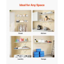 VEVOR Wire Shelf Kit, 4 ft, Set of 2, Wall Mounted Wire Shelves, Heavy-Duty Carbon Steel Hanging Shelf, Floating Wall Storage Shelves with Dip Coating, for Closet, Bedroom, Living Room, Office, Pantry