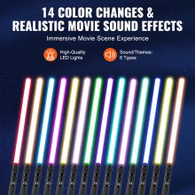 Lightsaber 14 RGB Colors 6 Sounds Mode Rechargeable Dueling Light Saber