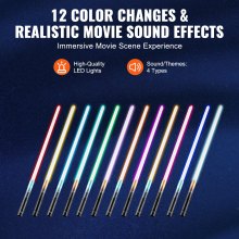 VEVOR Light Sword 12 RGB Colors 4 Sounds Rechargeable FX Light up Sword