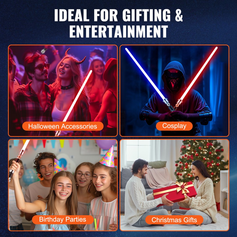 VEVOR Light Sword, Light up Sword with 12 RGB Colors, 16 Sound Modes and Realistic Handle, Rechargeable Light Up Sword Toy for Adults and Kids, Christmas, Halloween Cosplay, Birthday, Black