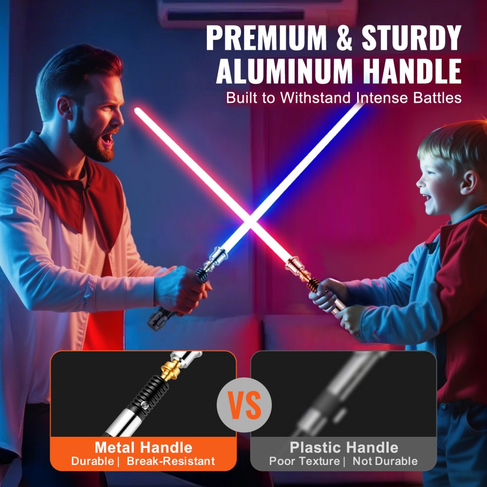 VEVOR Light Sword, Light up Sword with 12 RGB Colors, 16 Sound Modes and Realistic Handle, Rechargeable Light Up Sword Toy for Adults and Kids, Christmas, Halloween Cosplay, Birthday, Black