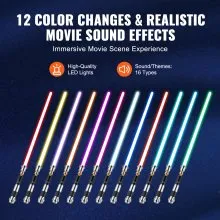 VEVOR Light Sword 12 RGB Colors 16 Sounds Mode Rechargeable Light up Sword