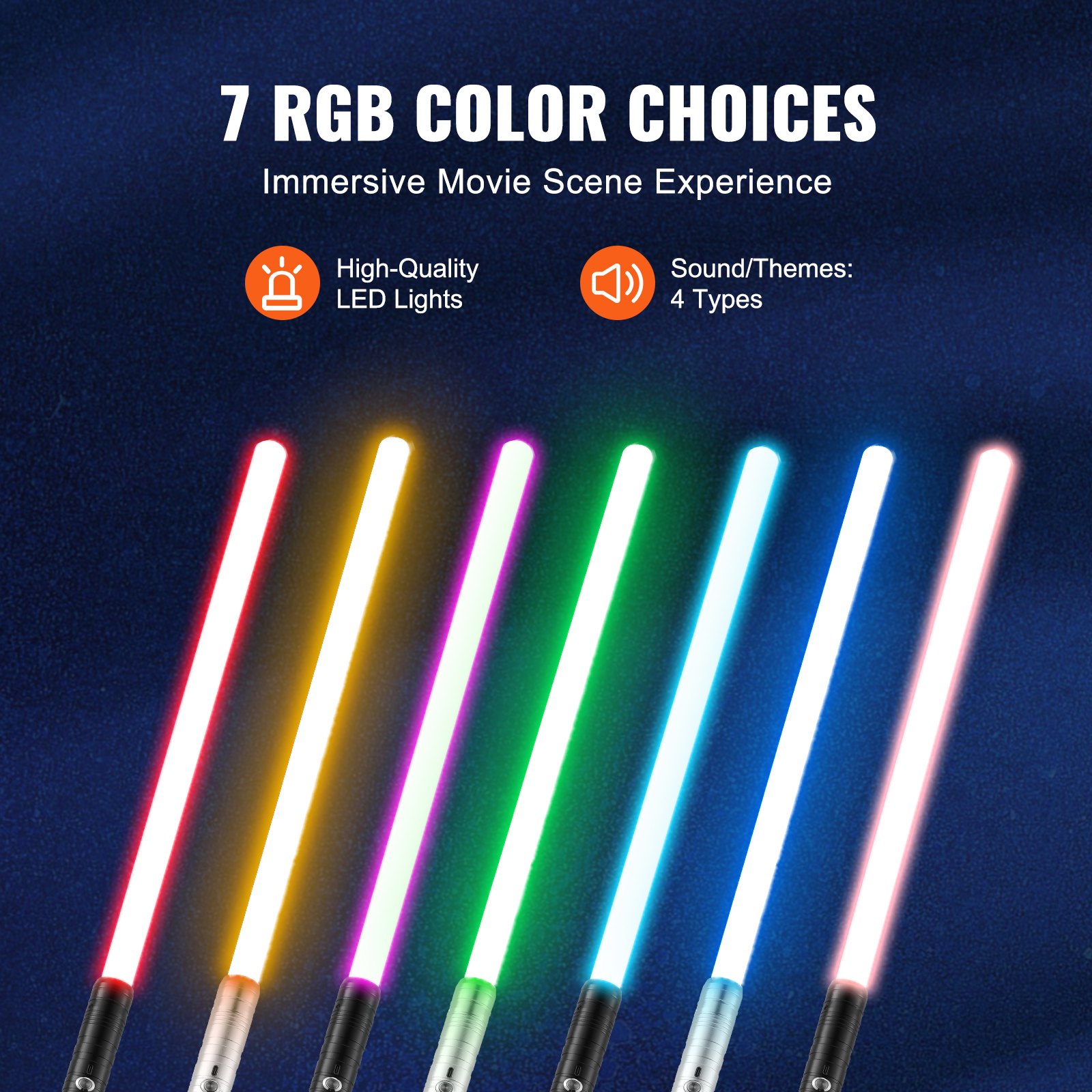 VEVOR Light Sword, 2 Pack Light up Sword with 7 RGB Colors, 4 Sound Modes and Realistic Handle, Rechargeable Sword Toy for Adults and Kids, Christmas Day, Halloween Cosplay, Birthday