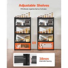 VEVOR Storage Shelves 16" D x 32" W x 63" H 5-tier Garage Storage Shelving，406 x 813 x 1600 mm