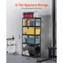 VEVOR Storage Shelves, 2000 lbs, 5 Tier Garage Storage Shelving, 16" D x 32" W x 72" H Adjustable Metal Shelves for Garage Shelves Utility Rack Shelf, Ideal for Kitchen, Warehouse, Basement, Black