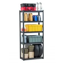 VEVOR Storage Shelves, 2000 lbs, 5 Tier Garage Storage Shelving, 16" D x 32" W x 72" H Adjustable Metal Shelves for Garage Shelves Utility Rack Shelf, Ideal for Kitchen, Warehouse, Basement, Black