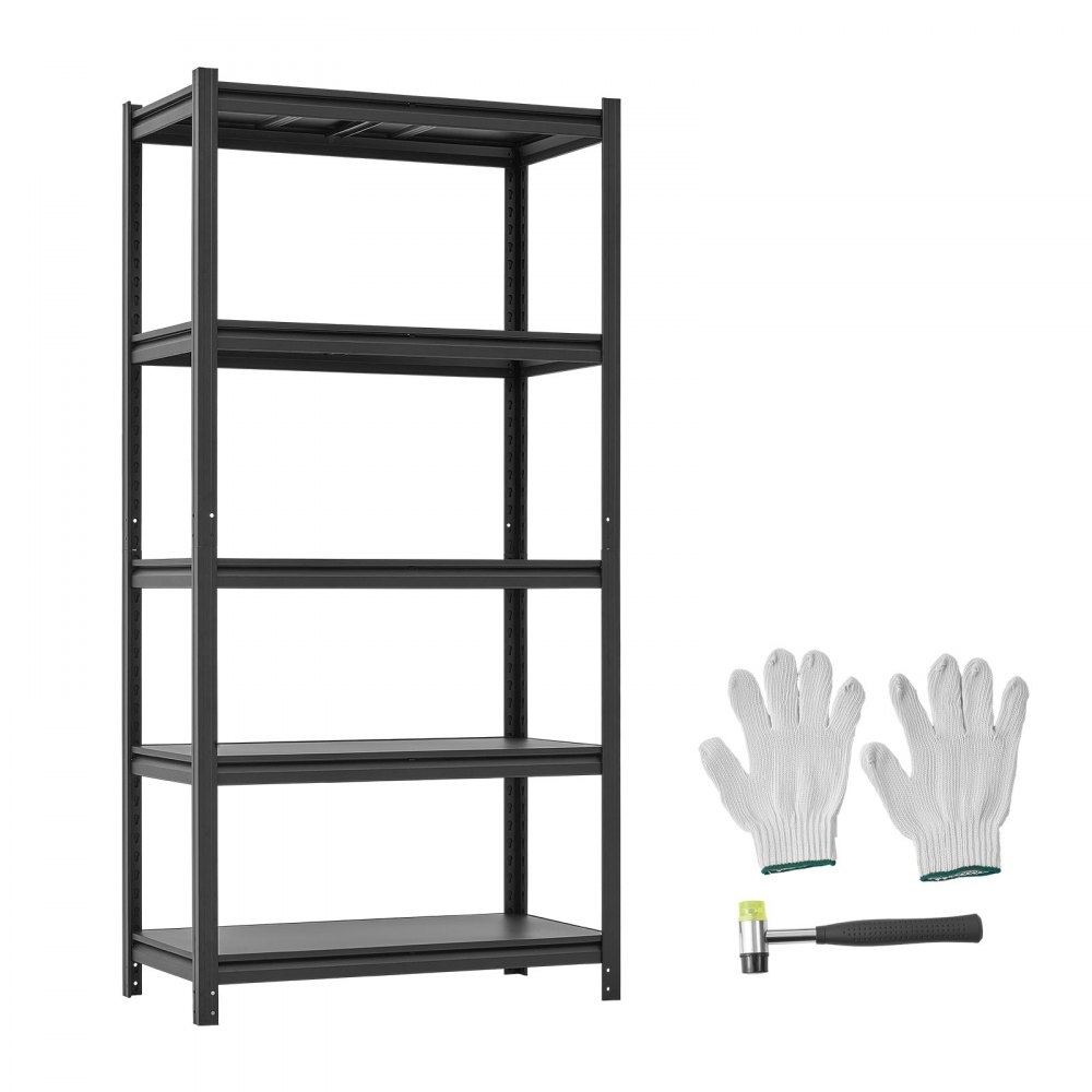 VEVOR Storage Shelves 5-Tier Adjustable Garage Shelving 907.2 kg Capacity, for Kitchen Pantry Basement Bathroom, 910 mm x 457 mm x 1828 mm, Heavy Duty Metal Utility Rack Shelf, Carbon Steel Frame