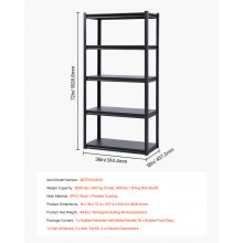 VEVOR Storage Shelves 18" D x 36" W x 72" H 5-tier Garage Storage Shelving，457 x 914 x 1829mm