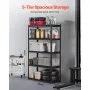 VEVOR Storage Shelves, 2000 lbs, 5 Tier Garage Storage Shelving, 18" D x 40" W x 72" H Adjustable Metal Shelves for Garage Shelves Utility Rack Shelf, Ideal for Kitchen, Warehouse, Basement, Black