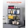 VEVOR Storage Shelves, 2400 lbs, 4 Tier Garage Storage Shelving, 20" D x 40" W x 57" H Adjustable Metal Shelves for Garage Shelves Utility Rack Shelf, Ideal for Kitchen, Warehouse, Basement, Black