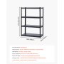 VEVOR Storage Shelves, 2400 lbs, 4 Tier Garage Storage Shelving, 20" D x 40" W x 57" H Adjustable Metal Shelves for Garage Shelves Utility Rack Shelf, Ideal for Kitchen, Warehouse, Basement, Black