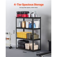 VEVOR Storage Shelves 20" D x 40" W x 57" H 4-tier Garage Storage Shelving，508 x 1016 x 1448 mm