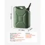 VEVOR Metal Fuel Container, 20 L, Fuel Jerry Can with Spout and Comfort Handle, 6 L/min Max Flow Rate, Leakproof & Corrosion-resistant Metal Gas Tank Most Cars Motorcycle ATV UTV, Green, 2 Packs