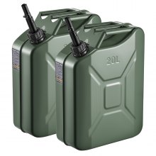VEVOR Metal Fuel Container, 5.3 Gallon, Fuel Jerry Can with Spout and Comfort Handle, 6 L/min Max Flow Rate, Leakproof & Corrosion-resistant Metal Gas Tank Most Cars Motorcycle ATV UTV, Green, 2 Packs