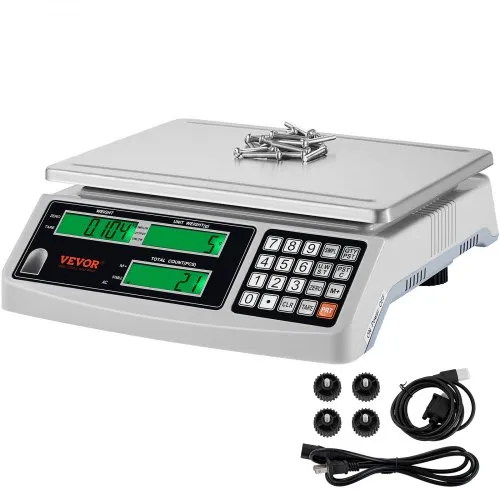 VEVOR Industrial Counting Scale, 15 kg x 0.5 g, Digital Scale for Parts and Coins, g/kg/lb Units, Electronic Gram Scale Inventory Counting Scale Kitchen Jewelry Scale with RS232 Port and 3 LCD Screens