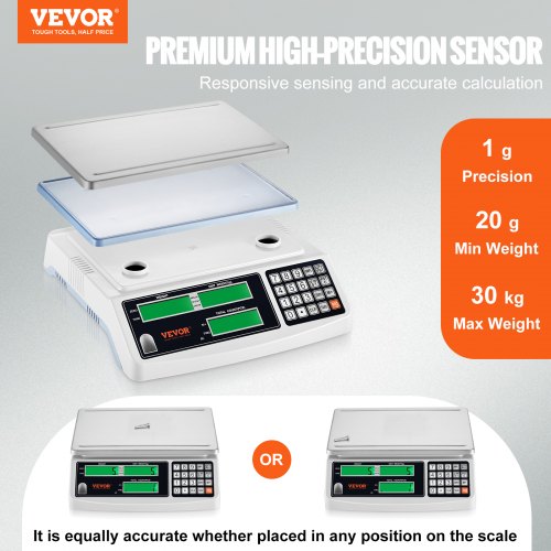 VEVOR Balance De Comptage 10 Kg / 0,1 G - Précision Pro Pour Bijoux, Cuisine, Inventaire - Écran LED