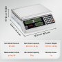 VEVOR industrial counting scale, compact, digital display, max capacity 66.13 lb, key dimensions included.