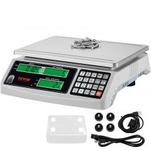 VEVOR Industrial Counting Scale, 30 kg x 1 g, Digital Scale for Parts and Coins, g/kg/lb Units, Electronic Gram Scale Inventory Counting Scale Kitchen Jewelry Scale with RS232 Port and 3 LCD Screens
